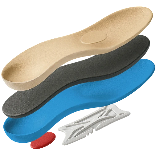 diagram of exploded insole showing the 3 layer system